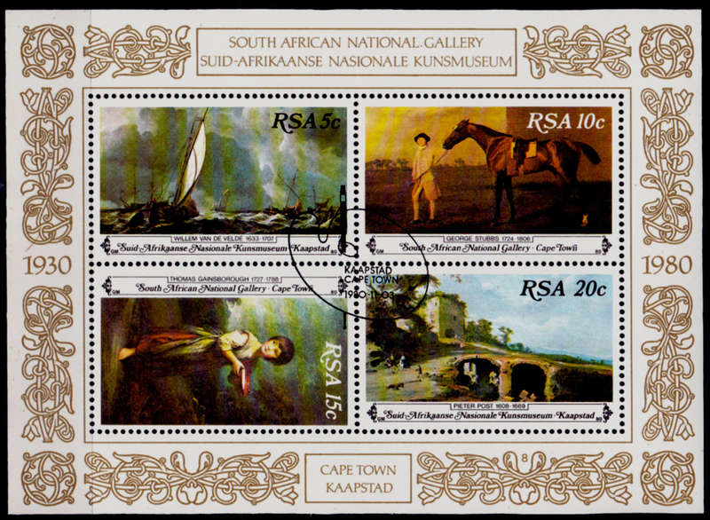 RSA 1980, 3 Nov. NATIONAL ART GALLERY CAPE TOWN, minisheet, CTO, CV R ?? view scans