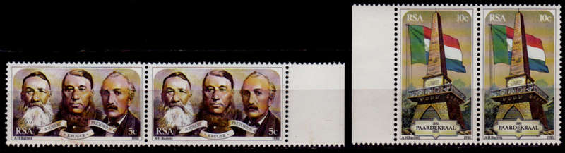 RSA 1980, 15 Dec. PAARDEKRAAL MONUMENT, set pairs, MNH, CV R 7.00 view scans