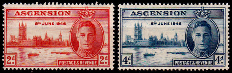 ASCENSION 1946, 21 Oct. 1st ANNIV of the VICTORY of the ALLIES, set, MH CV +/-R 25.00 view scans