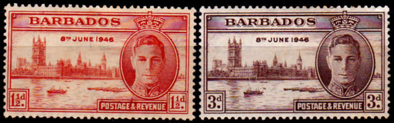 BARBADOS 1946. END OF WORLD WAR II, set, MH CV +/-R 10.00 view scans