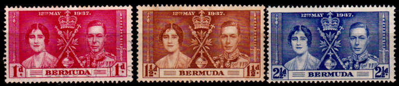 BERMUDA 1937, 14 May. CORONATION of KGVI and QE, set, MH, CV +/- R 30.00, view scans