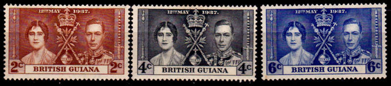 BRITISH GUIANA 1937, 12 May. CORONATION of KGVI and QE, MH, CV +/-R 25.00 view scans