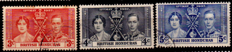 BRITISH HONDURAS 1937, 12 May. CORONATION of KGVI and QE, UH, CV +/-R 55.00 view scans
