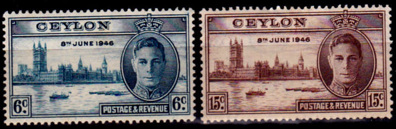 CEYLON 1946, 10 Dec. END of WWII, set, MH CV +/-R 10.00 view scans