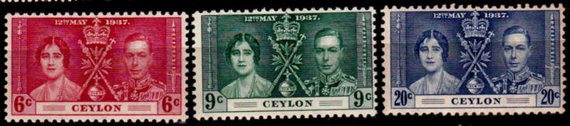 CEYLON 1937, 12 May. CORONATION KGVI and QE, MH, CV +/- R 75.00 view scans