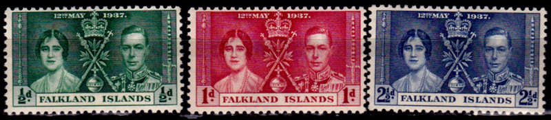 FALKLAND ISLANDS 1937, 12 May. CORONATION of KGVI and QE, MH, CV +/-R 20.00 view scans