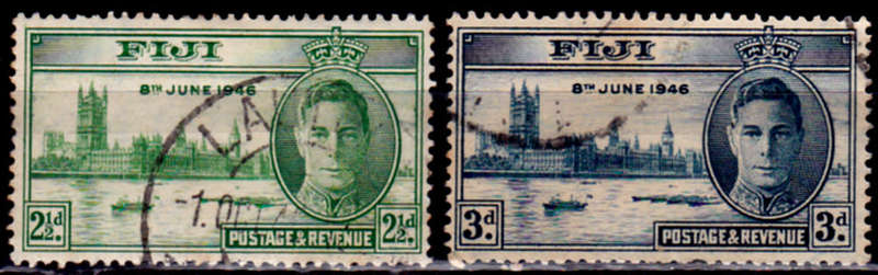 FIJI 1946, 17 Aug. VICTORY - END of the WWII, set, UH CV +/-R 10.00 view scans