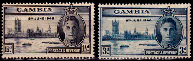 GAMBIA 1946, 6 Aug. VICTORY, set, MH CV +/-R 10.00 view scans