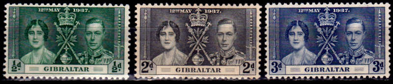 GIBRALTAR 1937, 12 May. CORONATION of KGVI, set, MH, CV +/-R 80.00 view scans
