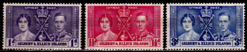 GILBERT AND ELLICE ISLANDS 1937, 12 May. CORONATION of KGVI, set, MH, CV +/-R 20.00 view scans