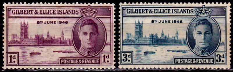GILBERT AND ELLICE ISLANDS 1946, 16 Dec. END of WWII, set, MH CV +/-R 15.00 view scans