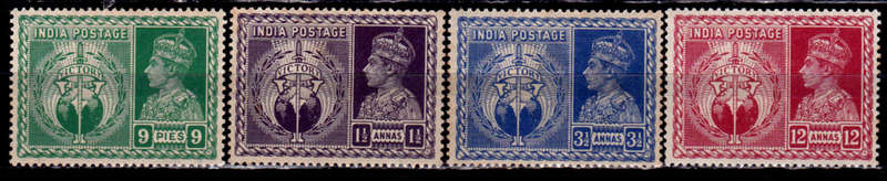 INDIA 1946, 2 Jan. KGVI, 1895-1952 - VICTORY COMMEMORATION, set, MH, CV +/-R 60.00 view scans