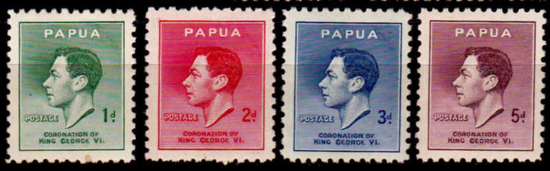 PAPUA 1937, 14 May. CORONATION OF KGVI, set, MH, CV +/-R 30.00 view scans