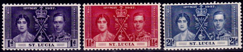 ST LUCIA 1937, 12 May. CORONATION of KGVI and QE, set, MH, CV+/-R 15.00 view scans