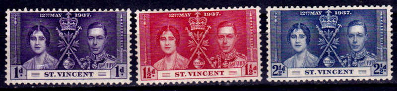 ST VINCENT 1937, 12 May. CORONATION KGVI and QEI, set, MH, CV +/-R 20.00 view scans