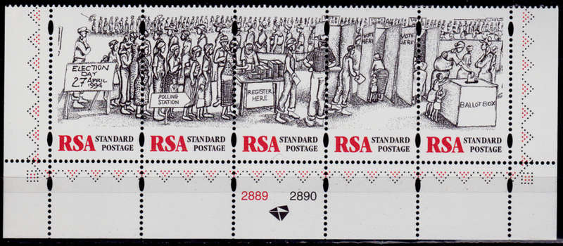RSA 1997, 26 April. FREEDOM DAY, control strip, MH, CV R 75.00 view scans