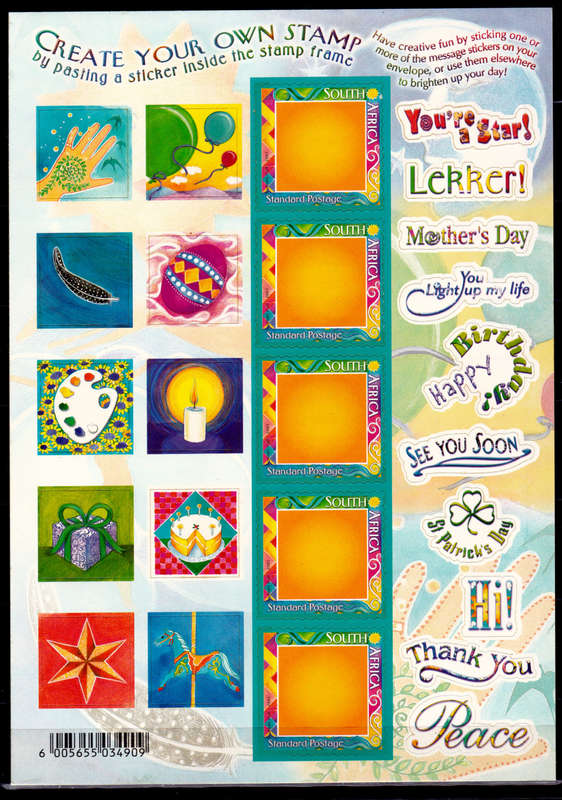 RSA 2001, 1 Oct. CREATE YOUR OWN STAMP, set, MNH, CV R 300.00, view scans