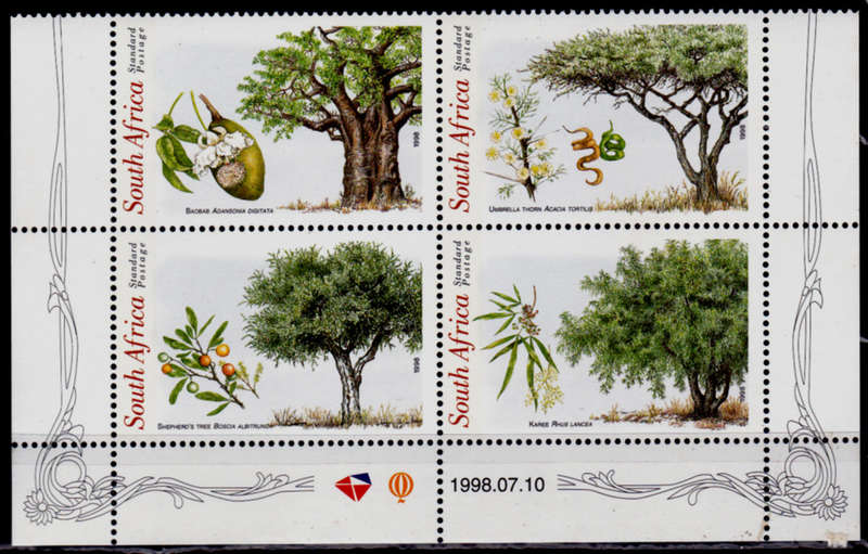 RSA 1998, 4 Sept. INDIGENOUS TREES OF SA, setenant block, MH, CV R 75.00 view scans