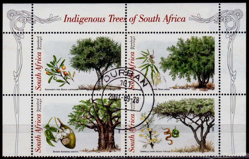 RSA 1998, 4 Sept. INDIGENOUS TREES OF SA, setenant block, UH, CV R 15.00 view scans