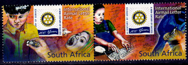 RSA 2005, 23 Feb. CENTENARY OF ROTARY, setenant pair, MH, CV R 150.00 view scans