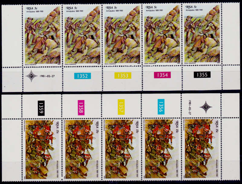 RSA 1981, 27 Feb. 100th ANNIV BATTLE of AMAJUBA, controls, MNH, CV R 14.50 view scans