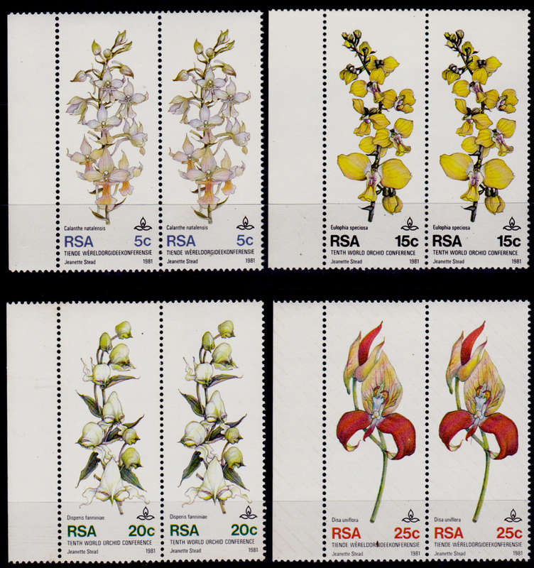 RSA 1981, 11 Sept. 10th WORLD ORCHID CONFERENCE, set pairs, MNH, CV R 20.00, view scans