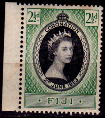 FIJI 1953, 2 June. CORONATION of QEII, single, MH, CV +/-R 20.00, view scans
