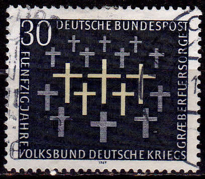 GERMANY 1969, 4 June. 50th ANNIV PRESERVATION WAR GRAVES, single, UH, CV +/-R 5.00 view scans