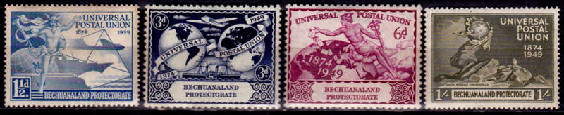 BECHUANALAND PROTECTORATE 1949, 10 Oct, 75th ANNIV OF UPU, set, MH, R 90.00, view scans