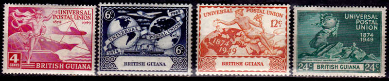 BRITISH GUIANA 1949, 20 Dec. 75th ANNIVERSARY of UPU, set, MH, CV +/-R 85.00 view scans
