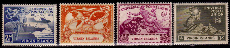 BRITISH VIRGIN ISLANDS 1949, 10 Oct. 75th ANNIVERSARY of UPU, set, MH, CV +/-R 55.00 view scans