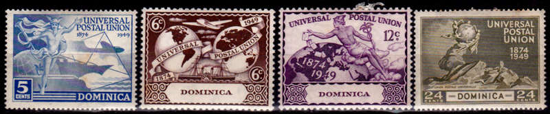 DOMINICA 1949, 10 Oct. 75th ANNIVERSARY of UPU, set, MH, CV +/-R 45.00 view scans