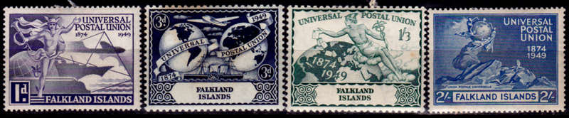 FALKLAND ISLANDS 1949, 10 Oct. 75th ANNIVERSARY of UPU, set, MH, CV +/-R 270.00 view scans