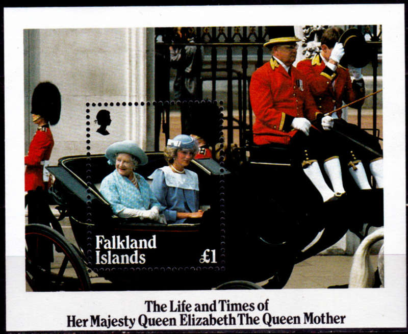 FALKLAND ISLANDS 1985, 7 July. 85th ANNIV BIRTH OF QE, minisheet, MNH CV +/-R 90.00 view scans