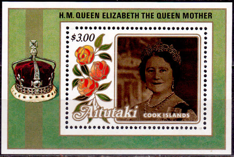 AITUTAKI 1985, 14 June. LIFE AND TIMES OF QE, minisheet, MNH CV +/-R 90.00 view scans