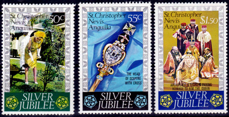 ST CHRISTOPHER NEVIS ANGUILLA 1977, 7 Feb. 25th ANNIV REIGN QEII, set, MNH CV +/-R 15.00 view scans