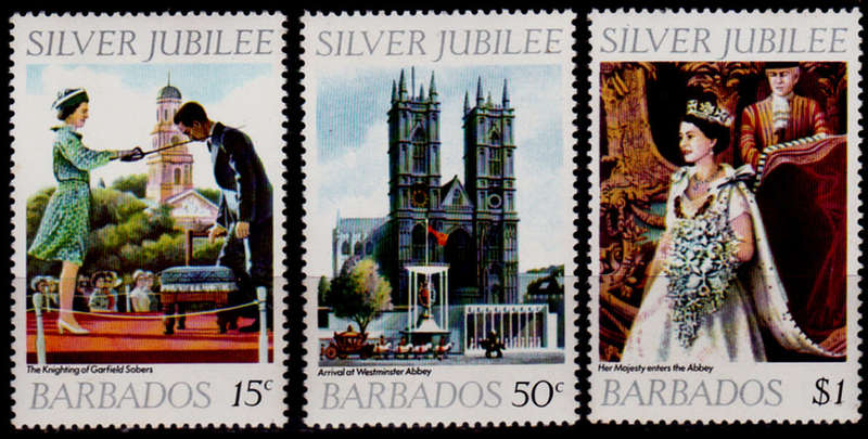 BARBADOS 1977, 7 Feb. 25th ANNIV REIGN QEII, set, MNH CV +/-R 25.00 view scans