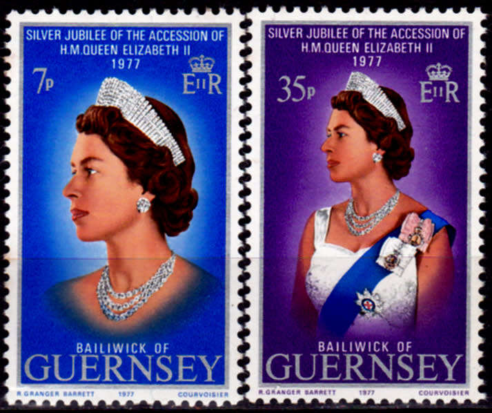 GUERNSEY 1977, 8 Feb. 25th ANNIV REIGN QEII, set, MNH CV +/-R 35.00 view scans