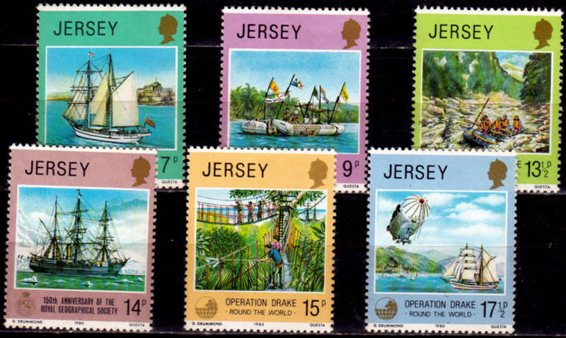 JERSEY 1980, 1 Oct. OPERATION DRAKE, ROUND THE WORLD, set, MNH CV +/-R 50.00 view scans