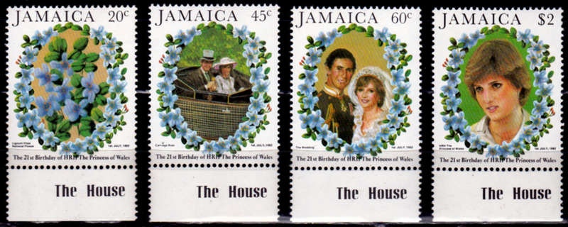 JAMAICA 1982, 30 Aug. 21st ANNIV BIRTH HRH PRINCESS OF WALES, short set MNH CV +/-R 60.00 view scans
