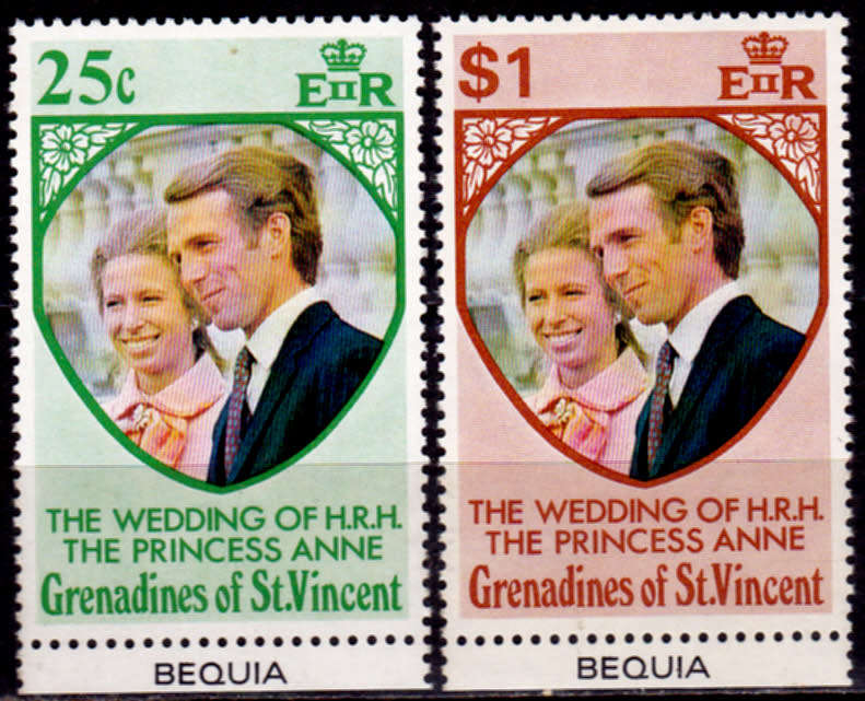 GRENADINES OF ST VINCENT 1973, 14 Nov. ROYAL WEDDING, set, MNH, CV +/- R 15.00, view scans