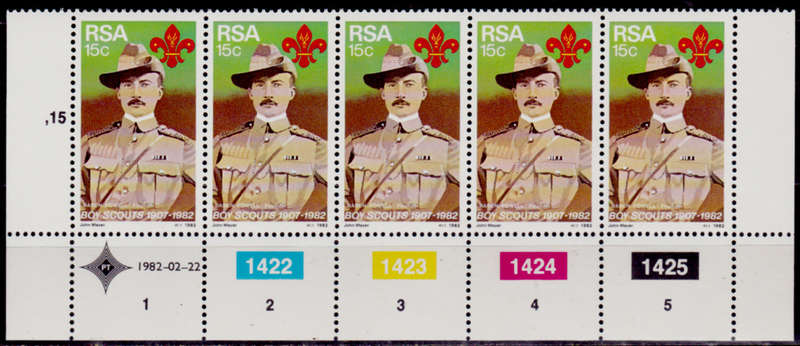 RSA 1982, 22 Feb. 75th ANNIV BOY SCOUT MOVEMENT, single control, MNH, CV R 12.50 view scans