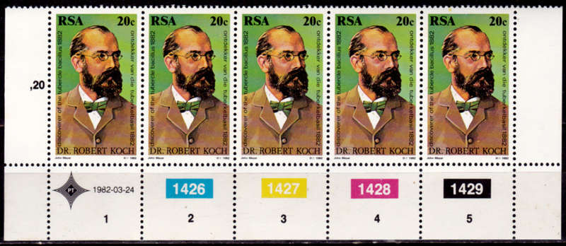 RSA 1982, 24 March. 100th ANNIV DISCOVERY of TB, single control, MNH, CV R 12.50 view scans