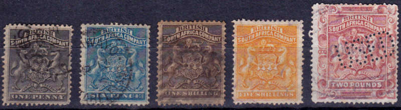 BSAC 1892, 2 Jan. DEFINITIVE ISSUE, short set, UH, CV R ?? view scans