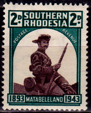 SOUTHERN RHODESIA 1943, 1 Nov. 50th ANNIV MATABELELAND, single, MH, CV R 4.00, view scans