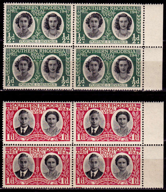 SOUTHERN RHODESIA 1947, 1 April. ROYAL VISIT, set block, MH, CV R 40.00, view scans