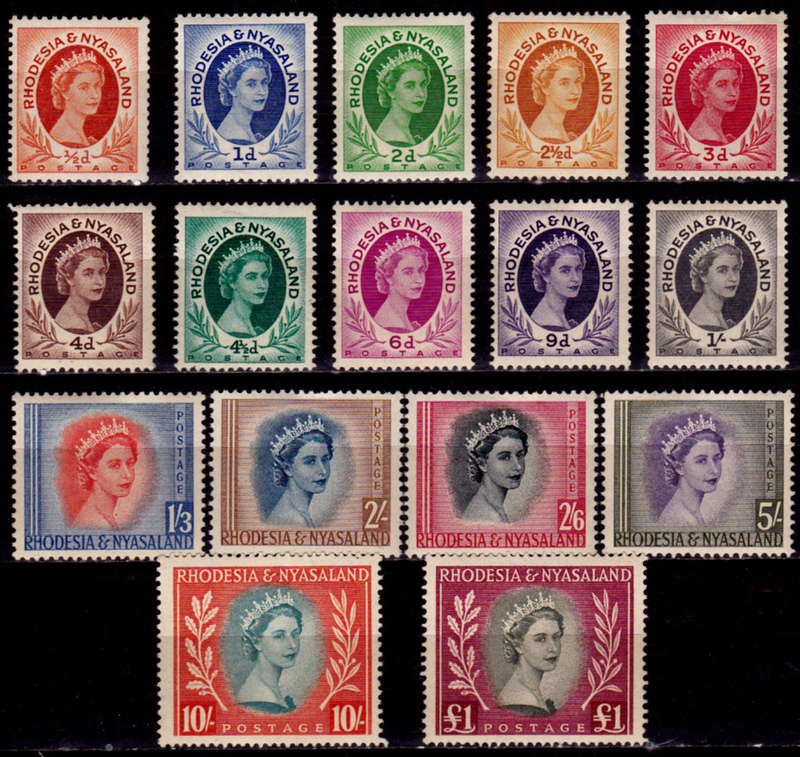 RHODESIA and NYASALAND 1954, 1 July - 1956. DEFINITIVE ISSUE, set, MH, CV R 2,778.00 view scan.