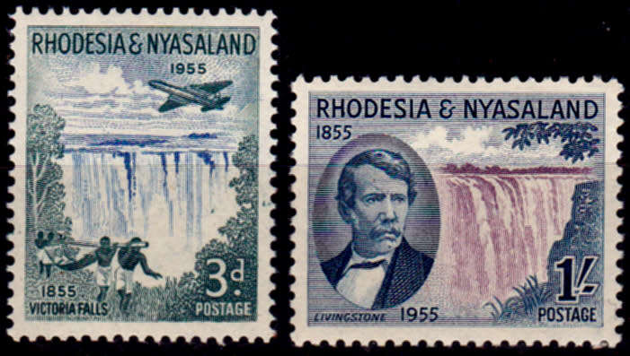 RHODESIA and NYASALAND 1955, 15 June. VICTORIA FALLS, set, MH, CV R 23.00 view scans