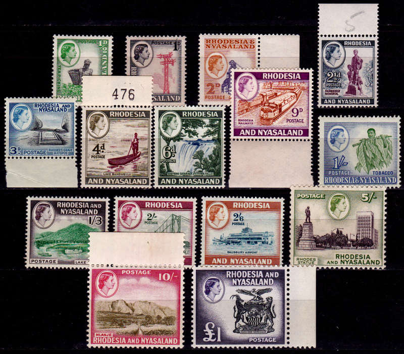 RHODESIA and NYASALAND 1959, 12 Aug - 1962. DEFINITIVE ISSUE, set, MNH, CV R 2,667.00 view scans