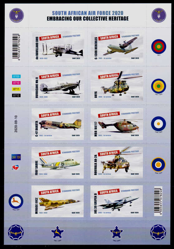 RSA 2020, 10 Sept. SA AIR FORCE, sheetlet, MNH, CV R 350.00 view scans